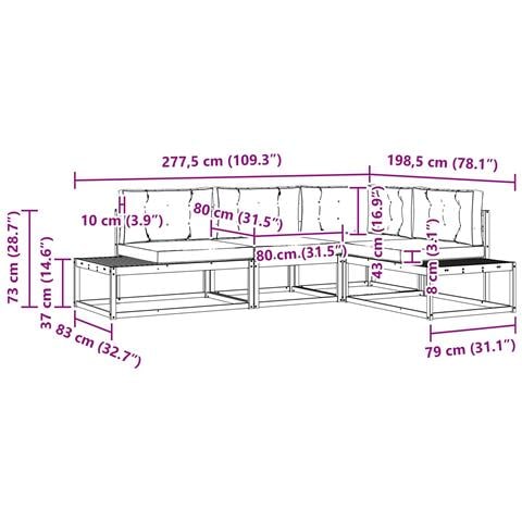 Set di divani da esterno Bianco 277,5 x 198,5 x 73 cm - Foto 9