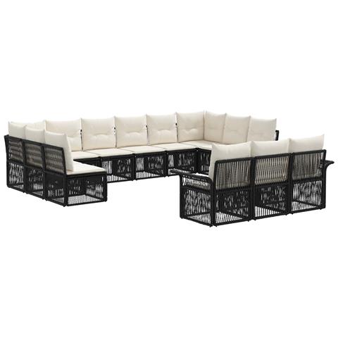 Set Divano da Giardino 13 pcs Nero polyrattan - Foto 1