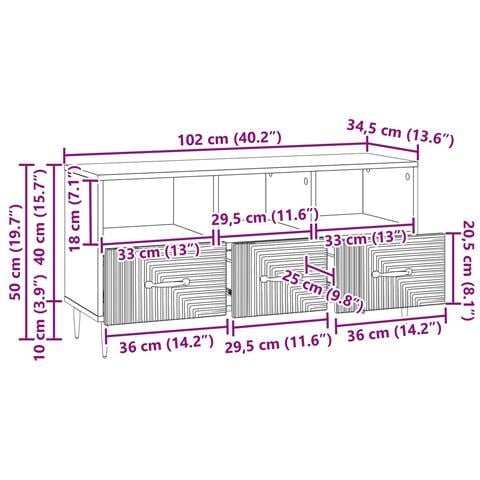 Mobile TV Grigio Sonoma 102 x 34,5 x 50 cm Legno ingegnerizzato - Foto 9