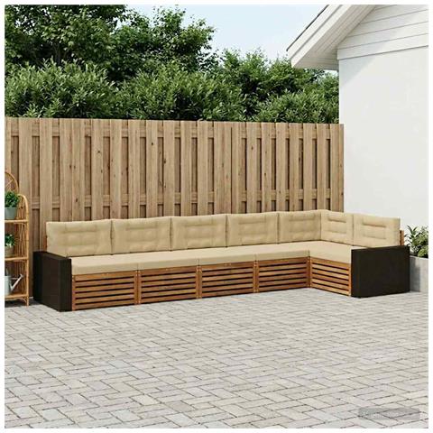 Set di divani da esterno 6 pcs Naturale e Beige - Foto 2