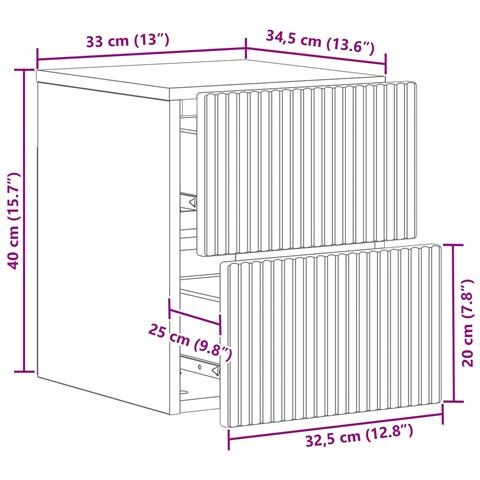 Mobiletto da notte a muro Rovere Artigianale 33 x 34,5 x 40 cm - Foto 8