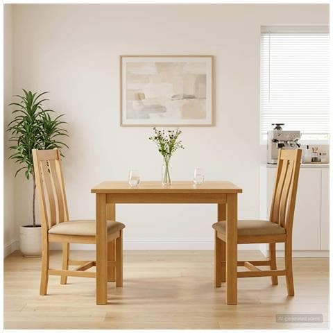 Sedia da pranzo 2 pcs Legno di Quercia Massello Beige - Foto 2