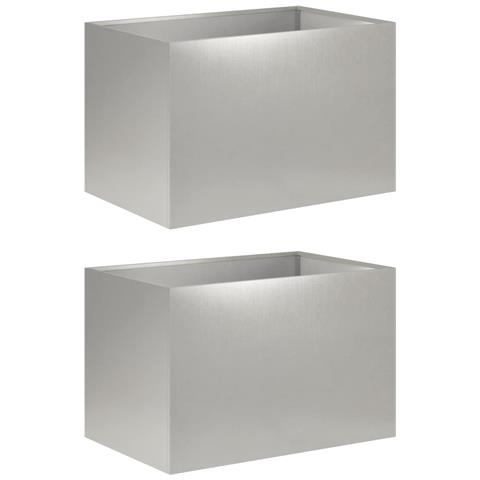 Vaso da giardino 2 pz Argento 50 x 40 x 40 cm Acciaio Inox - Foto 1