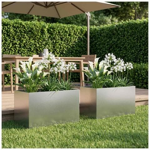 Vaso da giardino 2 pz Argento 50 x 40 x 40 cm Acciaio Inox - Foto 2