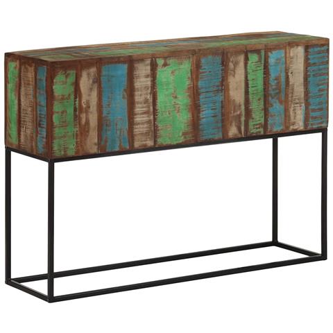 Tavolo Consolle 110x30x75cm Legno Massello di Recupero e Ferro - Foto 1