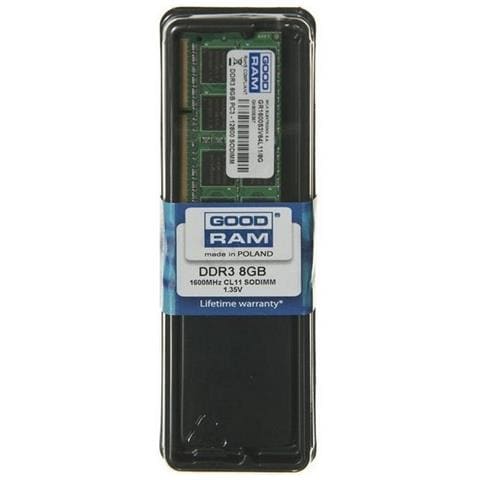 Modulo Memoria GOODRAM - 8 GB - DDR3 SDRAM - 1600 MHz DDR3-1600 / PC3-12800 - 1,35 V - CL11 - SoDIMM - Foto 1