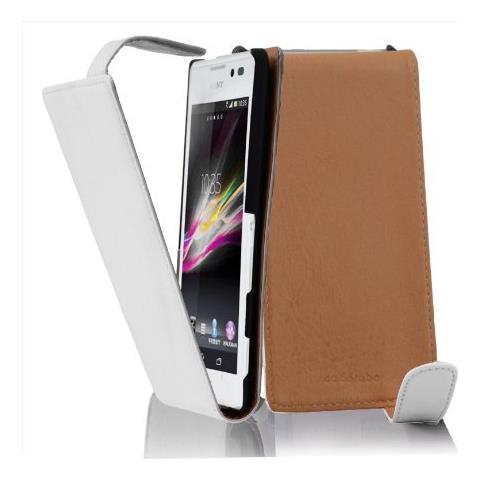 Custodia Compatibile Con Sony Xperia C In Bianco Flash - Coperchio Protettivo In Design Flip Realizzato In Finta Pelle Liscia - Foto 1