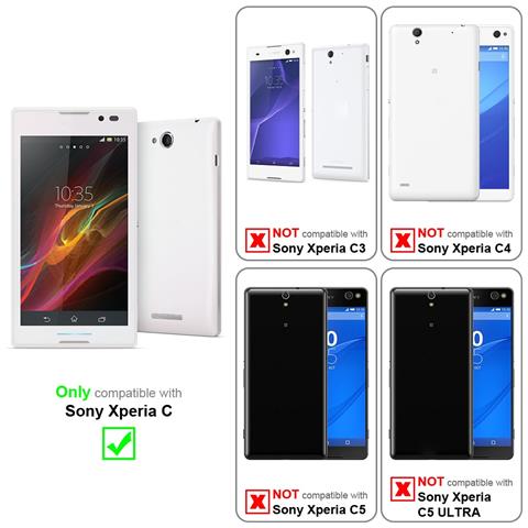 Custodia Compatibile Con Sony Xperia C In Bianco Flash - Coperchio Protettivo In Design Flip Realizzato In Finta Pelle Liscia - Foto 5