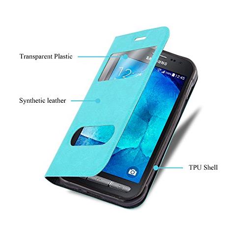 Custodia Compatibile Con Samsung Galaxy Xcover 3 In Turchese Menta - Coperchio Protettivo Con Chiusura Magnetica, Funzione Stand E 2 Finestre Di Visualizzazione - Foto 2