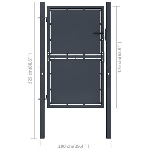 Cancello Per Giardino In Acciaio 100x175cm Antracite - Foto 2