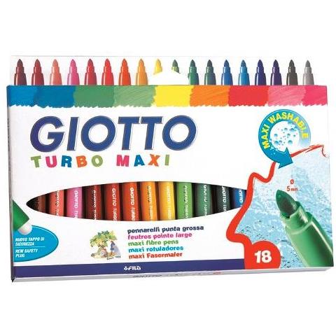 Conf. 18 Pennarelli Punta Grossa Giotto Turbo Maxi Colori Assortiti - Foto 1