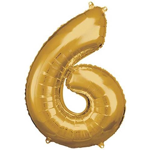 Palloncino 55 X 88 Cm Oro Numero 6 - Foto 1