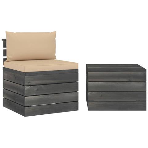 Set Divani da Giardino su Pallet 2 pz con Cuscini Massello Pino - Foto 1