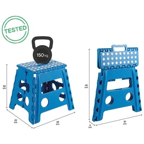 Tb-032-a Sgabello Pieghevole Multiuso, 32 Cm Di Altezza, Blu - Foto 2