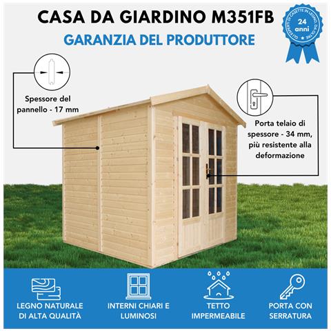 M351fb Ufficio In Legno Da Giardino, Capanno In Legno Multifunzione W233xd222xh233cm, Cabina Da Giardino, Ufficio Prefabbricato Da Esterno - Foto 7