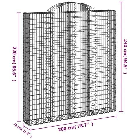 Cesto Gabbione Ad Arco 200x30x220/240 Cm Ferro Zincato - Foto 4
