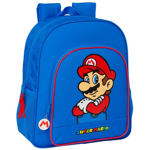 Zaino Scuola Super Mario Play Azzurro Rosso 32 X 38 X 12 Cm - Foto 1