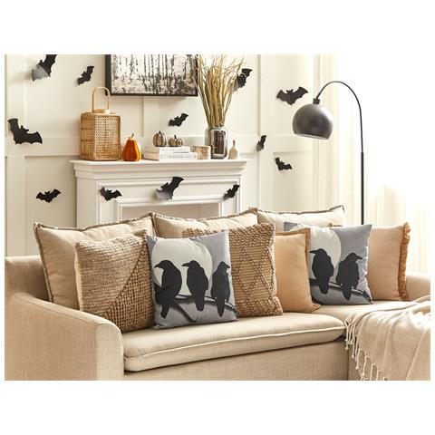 Cuscino Decorativo Oradea Velluto 45 X 45 Cm Animalier Grigio - Foto 1