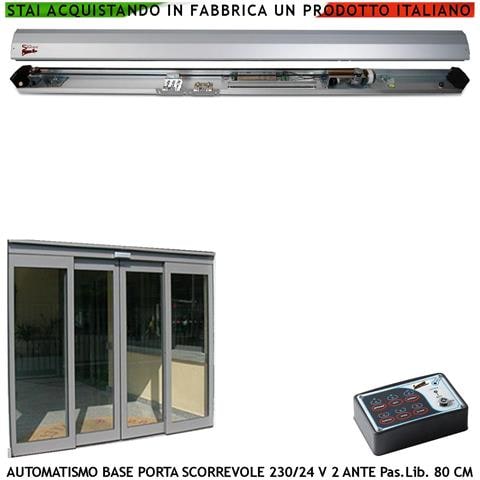 Kit Base Automazione Per Due Porte Esistenti Da 450 Mm Passaggio Libero 800 Mm Ruote Cuscinetti Autolubrificanti Contr - Foto 1