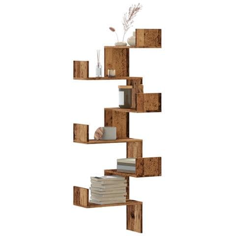 Scaffale Angolare Muro Legno Antico 45x45x147 Cm Multistrato - Foto 1