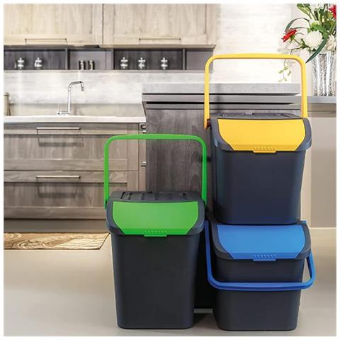 Set 3 Pattumiere Raccolta Differenziata Bidone Pattumiera Spazzatura 35 Litri - Foto 2