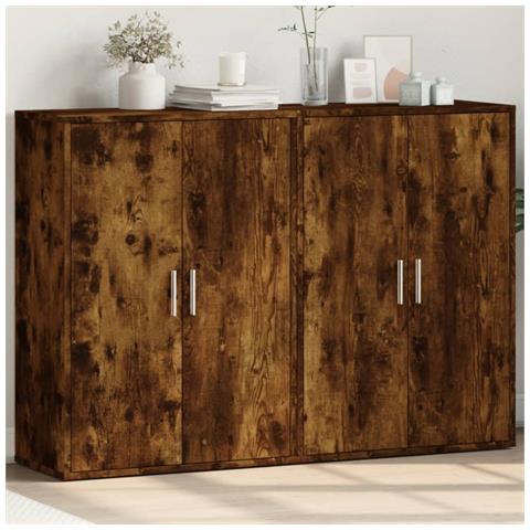 Credenze 2 Pz Rovere Fumo 60x31x84 Cm In Legno Multistrato - Foto 1