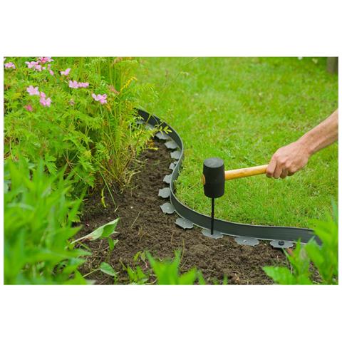 Set Bordatura Da Giardino H5 Cm X 10 M Con Ancoraggi Grigio - Foto 1