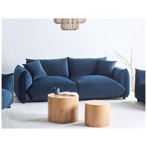 Divano 3 Posti Luvos Velluto Blu Scuro - Foto 1