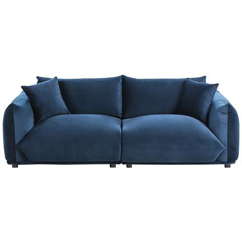 Divano 3 Posti Luvos Velluto Blu Scuro - Foto 2