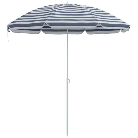 ombrellone da spiaggia  con palo in alluminio blu e bianco 300 cm - Foto 1