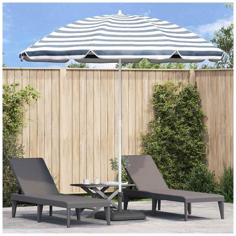 ombrellone da spiaggia  con palo in alluminio blu e bianco 300 cm - Foto 2