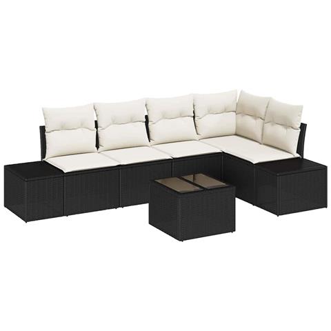 Set di divani da giardino a 5 pezzi con cuscini in polirattan marrone - Foto 1