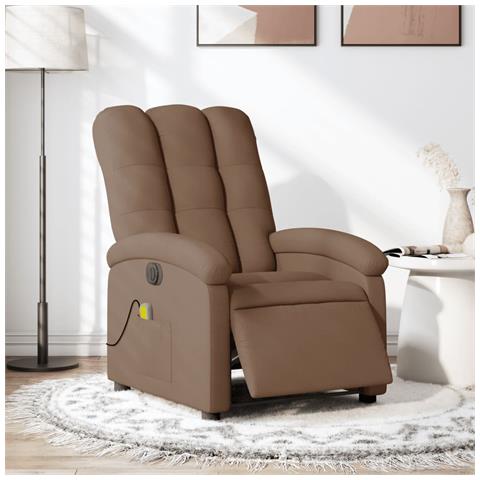 Poltrona Massaggiante Reclinabile Elettrica Marrone in Tessuto - Foto 2