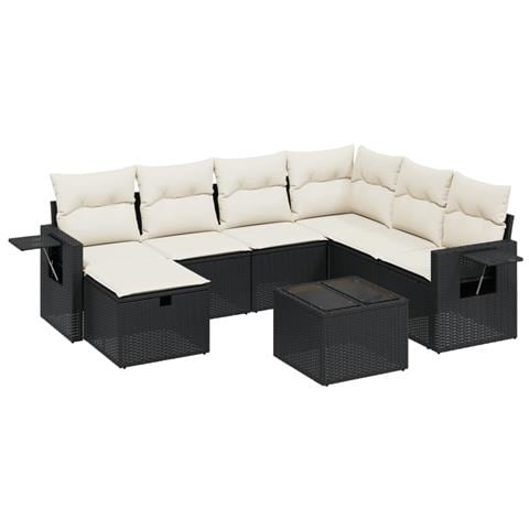 Set Divani da Giardino con Cuscini 8 pz Nero in Polyrattan - Foto 1