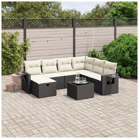 Set Divani da Giardino con Cuscini 8 pz Nero in Polyrattan - Foto 2