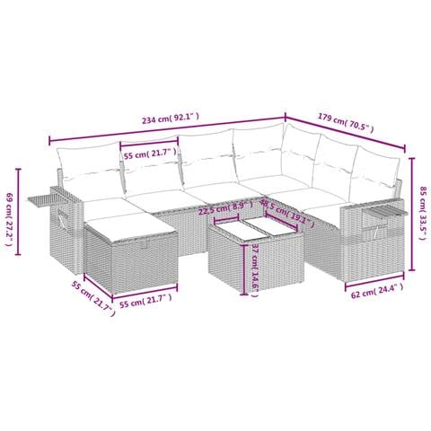 Set Divani da Giardino con Cuscini 8 pz Nero in Polyrattan - Foto 4