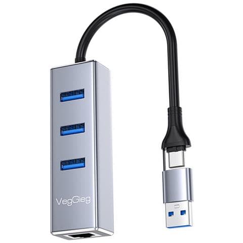 Adattatore Usb/type-c A Gigabit Ethernet - Connettore Di Rete Rj45 2-in-1 - Foto 2