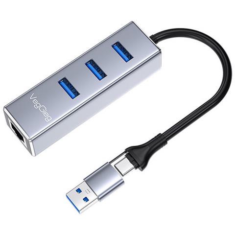 Adattatore Usb/type-c A Gigabit Ethernet - Connettore Di Rete Rj45 2-in-1 - Foto 1