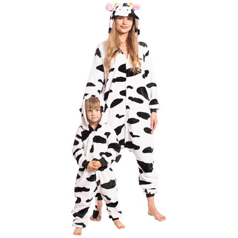 Pigiama Da Donna Tuta Kigurumi Onesie Mucca Bianco Nero 145-155 Cm S - Foto 6