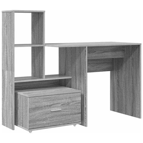 Scrivania Grigio sonoma 131.5 x 50 x 106.5 cm Legno multistrato - Foto 1