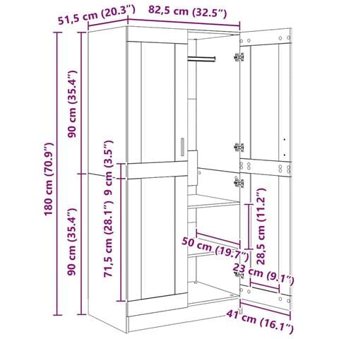 Guardaroba Legno vecchio 82.5 x 51.5 x 180 cm Legno multistrato - Foto 6