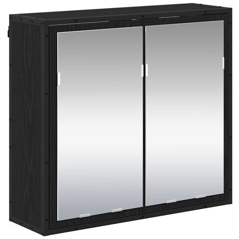 Mobiletto per specchio da bagno Rovere nero 65 x 20 x 60 cm - Foto 1