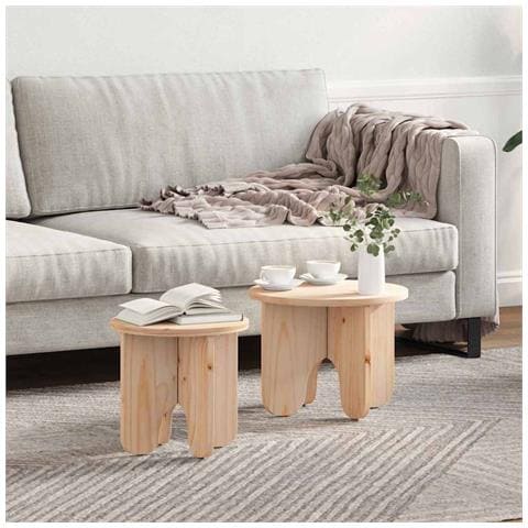 Tavolino da salotto 2 pcs Naturale 39.5 x 39.5 x 30 cm - Foto 2