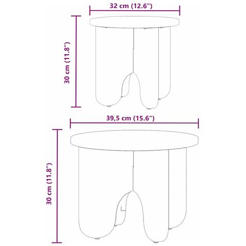 Tavolino da salotto 2 pcs Naturale 39.5 x 39.5 x 30 cm - Foto 9