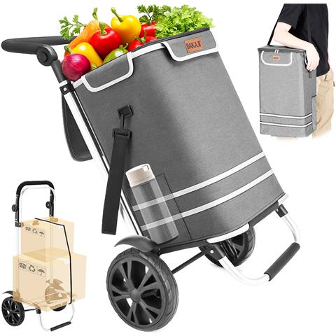 Carrello Spesa Pieghevole 56l Grigio Borsa Termica Trolley Portaspesa E Tracolla - Foto 1