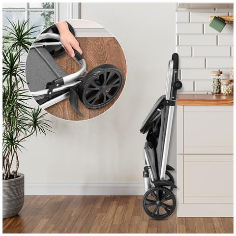 Carrello Spesa Pieghevole 56l Grigio Borsa Termica Trolley Portaspesa E Tracolla - Foto 2