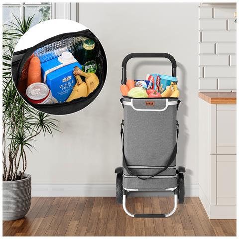 Carrello Spesa Pieghevole 56l Grigio Borsa Termica Trolley Portaspesa E Tracolla - Foto 5
