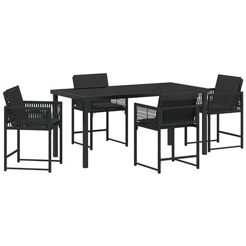 Set da Pranzo per Giardino 5 pcs Nero polyrattan - Foto 1