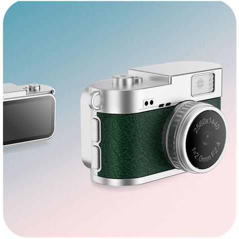 Mini Fotocamera Retrò Con Torcia: Video Hd 1080p, Portachiavi Portatile Green - Foto 2