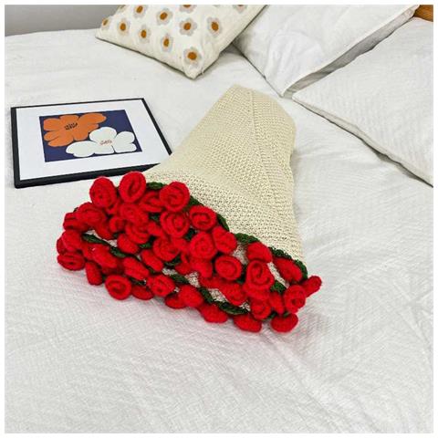 Coperta Bouquet Di Rose - 52 Fiori, 80cm - Morbido Plaid In Poliestere Red - Foto 5